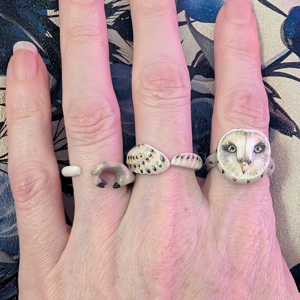 Three Piece Owl Ring (Size 6.5) - Picture 7 of 9